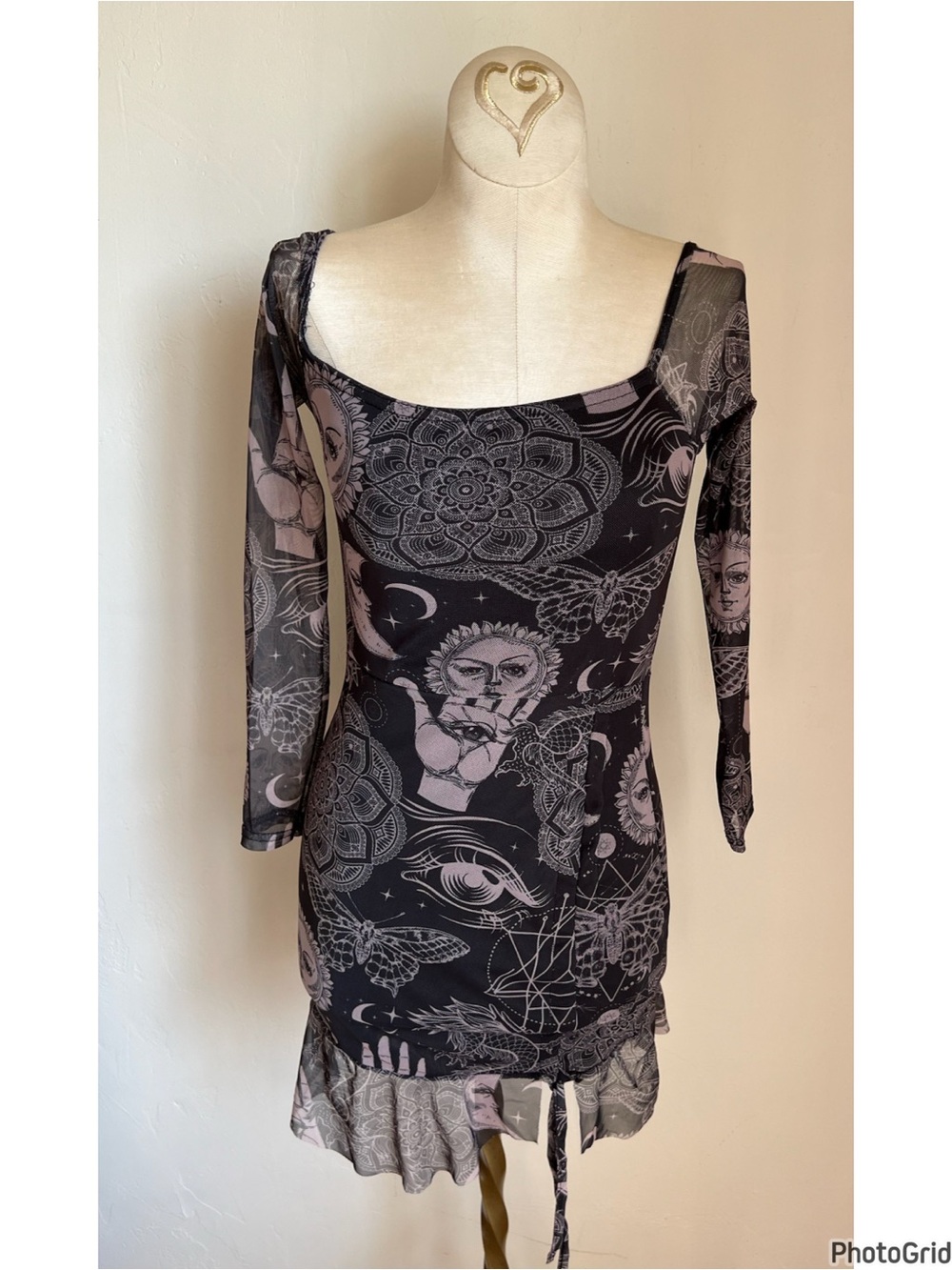 Femme Luxe Off The Shoulder Celestial Print Mini Dress NEW